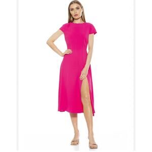 Alexis Admor Women’s Lily High Slit Midi Dress Sz 12 Fuchsia Pink Career  NWT